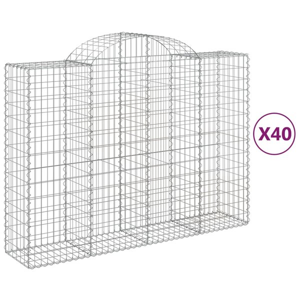 vidaXL Paniers à gabions arqués 40 Pièces 200x50x140/160 cm Fer galvanisé