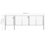 vidaXL Portail de jardin Acier 400 x 75 cm Argenté