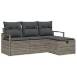 Ensemble de Canapés de Jardin 4 pièces avec Coussins Gris Poly Rotin vidaXL