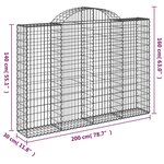 vidaXL Paniers à gabions arqués 11 Pièces 200x30x140/160 cm Fer galvanisé