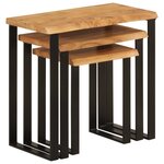 vidaXL Tables gigognes 3 Pièces avec bord vivant bois massif d'acacia