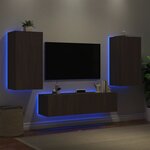 vidaXL Unités murales TV avec LED 4 Pièces chêne marron bois d'ingénierie