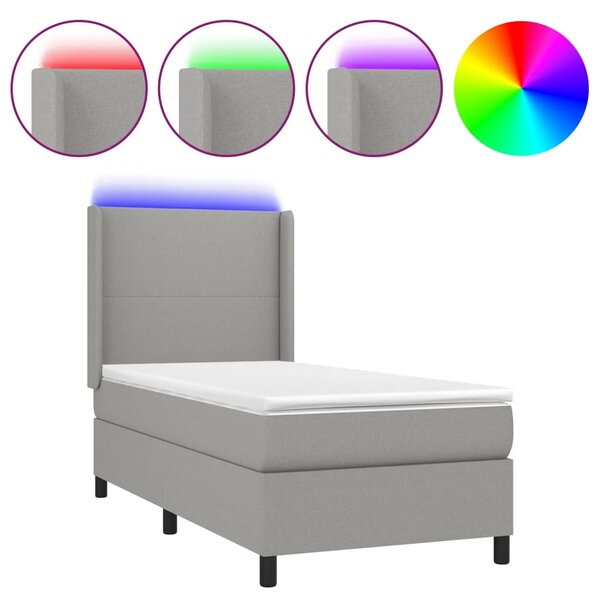 vidaXL Sommier à lattes de lit matelas LED Gris clair 80x200 cm Tissu