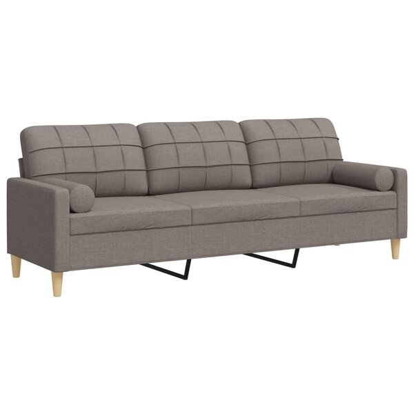 vidaXL Canapé 3 places avec oreillers décoratifs taupe 210 cm tissu