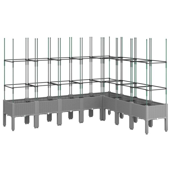 vidaXL Jardinière avec treillis gris clair 200x160x142 5 cm PP