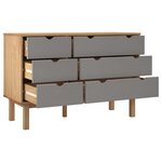 vidaXL Commode OTTA marron et gris 111x43x73 5 cm bois de pin massif