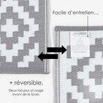 Tapis extérieur terrasse réversible - Tapis de jardin imperméable et résistant UV - Zoe - Gris - 75x200 cm - HOMESCAPES