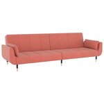 vidaXL Canapé-lit à 2 places avec deux oreillers Rose Velours