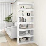 vidaXL Bibliothèque/Séparateur de pièce Blanc brillant 80x30x198 cm