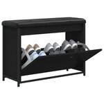 vidaXL Banc à chaussures avec tiroir rabattable noir 82x32x56 cm