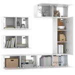 vidaXL Ensemble de meubles TV 6 Pièces Blanc Bois d'ingénierie