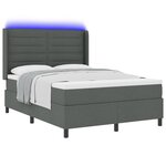 Lit à ressorts vidaXL avec matelas et LED Gris foncé 140x200 cm Tissu