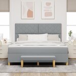 vidaXL Lit à Ressorts Box avec Matelas et Banc Gris clair 180x200 cm Tissu