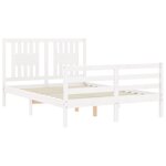 vidaXL Cadre de lit avec tête de lit blanc 140x200 cm bois massif