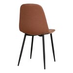 2 chaises de salle à manger en cuir synthétique marron avec pieds noirs
