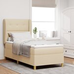 Lit Box Spring vidaXL avec Matelas Crème 90x200 cm Tissu
