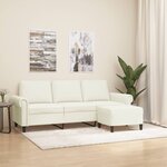 vidaXL Canapé à 3 places avec repose-pieds Crème 180 cm Velours