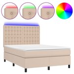 vidaXL Sommier à lattes de lit avec matelas LED Cappuccino 140x200 cm
