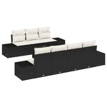 vidaXL Ensemble de 8 Pièces de Canapé de Jardin avec Coussins Noir en Poly Rattan