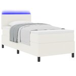 vidaXL Lit Box Spring avec Matelas et LED Crème 100x200 cm Tissu Corde