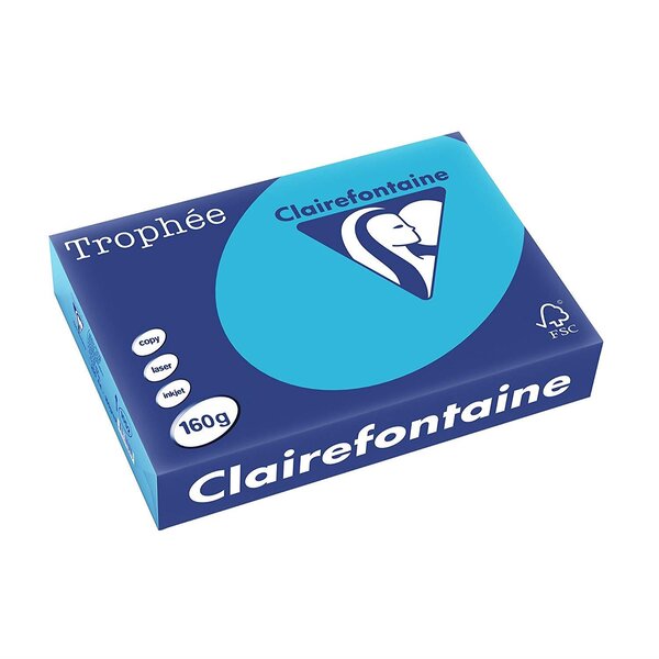 Ramette 250 Feuilles Papier 160g A4 210x297 mm Certifié FSC Bleu royal TROPHÉE