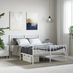 vidaXL Cadre de lit métal sans matelas et pied de lit blanc 120x190 cm