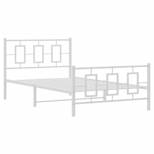 vidaXL Cadre de lit métal avec tête de lit/pied de lit blanc 107x203cm