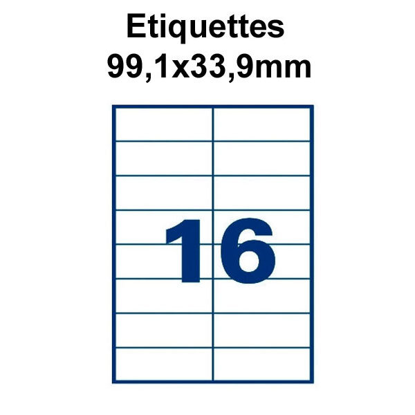 Étiquettes adhésives  99 1x33 9mm  (160 étiquettes) - blanc - 10 feuilles -t3azur