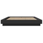 vidaXL Cadre de lit avec lumières LED noir 135x190 cm bois ingénierie