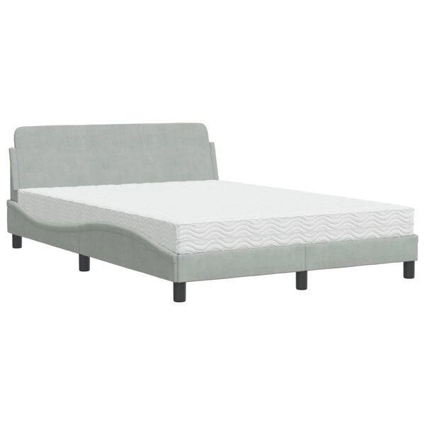 vidaXL Lit avec matelas gris clair 140x190 cm velours