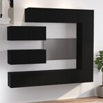 vidaXL Ensemble de meubles TV 7 Pièces Noir Bois d'ingénierie