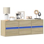 vidaXL Meuble TV mural avec lumières LED chêne sonoma 130x31x45 cm