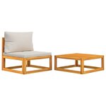 vidaXL Salon de jardin avec coussins 2 Pièces bois massif acacia