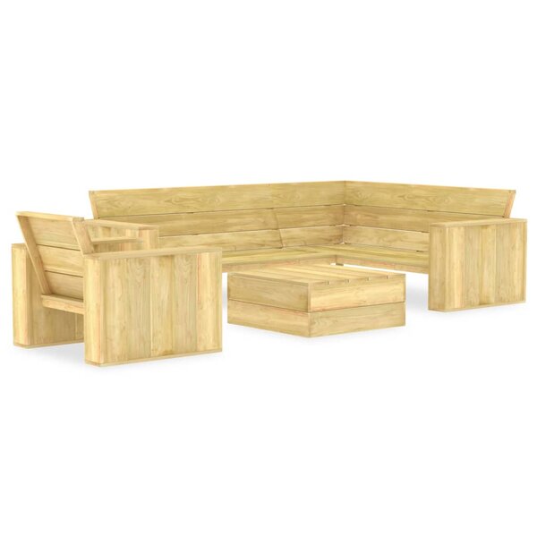 vidaXL Salon de jardin 3 Pièces Bois de pin imprégné