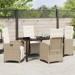 vidaXL Ensemble de salle à manger de jardin 5 pièces avec coussins en rotin synthétique beige