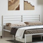 vidaXL Tête de lit métal blanc 193 cm