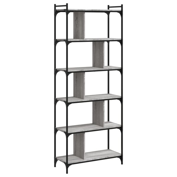 vidaXL Bibliothèque 6niveaux sonoma gris 76x32x192cm bois d'ingénierie