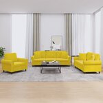 vidaXL Ensemble de canapés 3 Pièces avec coussins jaune velours