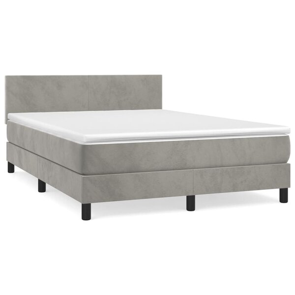 vidaXL Sommier à lattes de lit et matelas Gris clair 140x190cm Velours