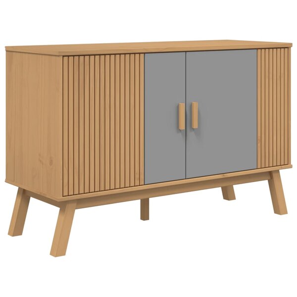 vidaXL Buffet OLDEN gris et marron 114x43x73 5 cm bois massif de pin