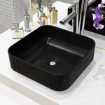 vidaXL Lavabo carré Céramique Noir 38 x 38 x 13 5 cm