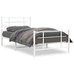 vidaXL Cadre de lit métal avec tête de lit/pied de lit blanc 107x203cm