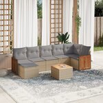 vidaXL Salon de jardin avec coussins 8 Pièces beige résine tressée