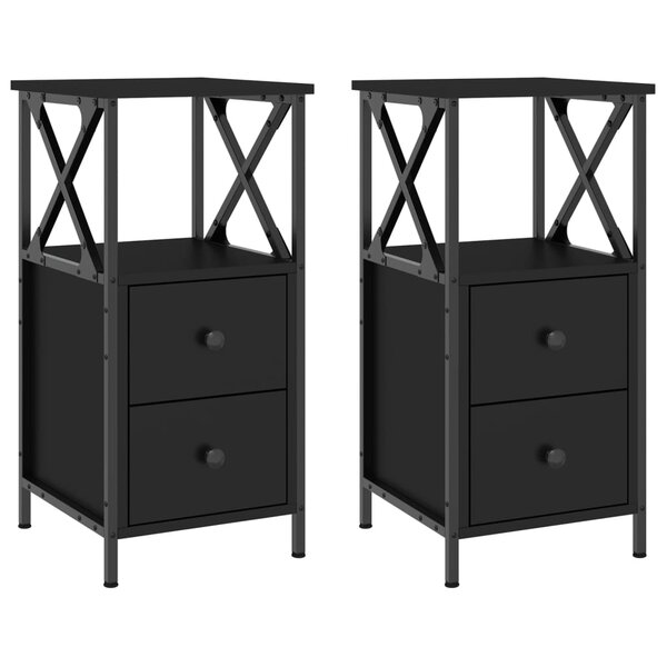 vidaXL Tables de chevet 2 Pièces noir 34x35 5x70 cm bois d'ingénierie