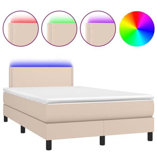 vidaXL Sommier à lattes de lit avec matelas LED Cappuccino 120x200 cm