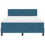 Lit à sommier tapissier avec matelas bleu foncé 160x200 cm en velours