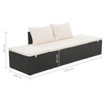 vidaXL Lit de jardin Noir 195x60 cm Résine tressée