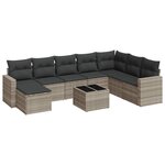 vidaXL Salon de jardin 9 Pièces avec coussins gris clair résine tressée