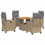 vidaXL Ensemble à manger de jardin avec coussins 5Pièces Beige poly rotin