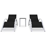 vidaXL Chaises longues lot de 2 avec table aluminium noir